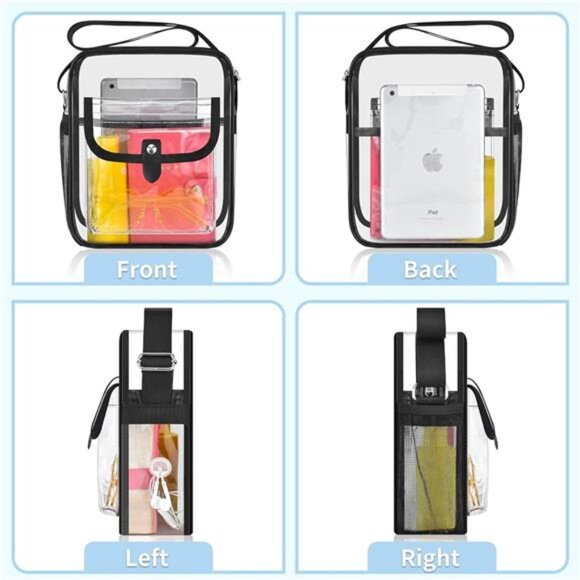 Clear Crossbody Bag for Stadium Events & Concerts - Adjustable Shoulder Strap - Picture 6 of 7
